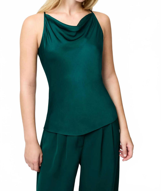 French Connection Ennis Satin Cowl Neck Top Grün US 2 2