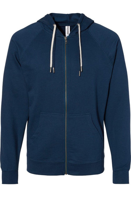 Independent Trading Co. Icon Leichter Loopback Terry Kapuzen-Sweatshirt mit Reißverschluss Blau Medium 2