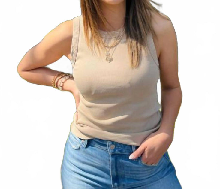 Dylan Modern Rib Crew Tank Beige XSmall 2