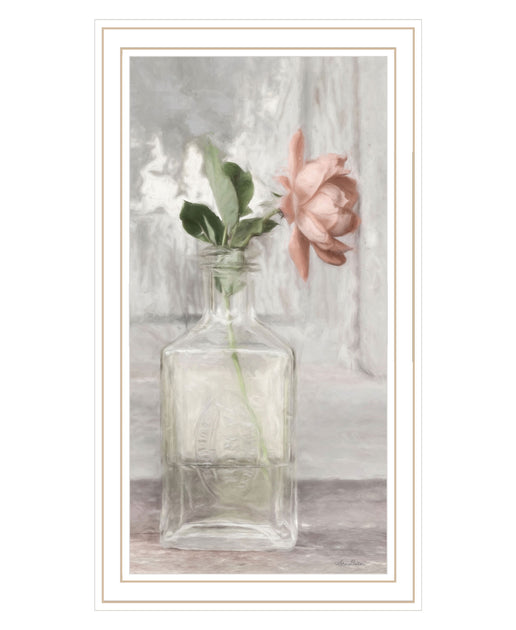 Hivvago Cottage Peach Rose White Framed Print Wall Art 3