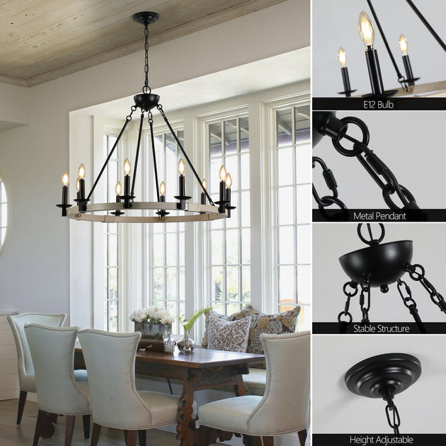Streamdale 10-Light Candle Chandelier Black 4