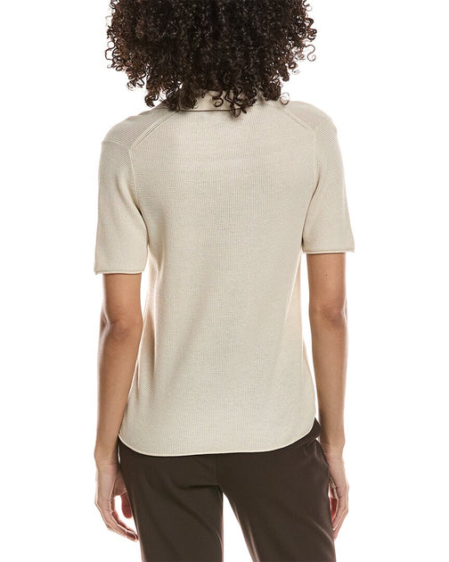Theory Open Collar Top Beige Small 3