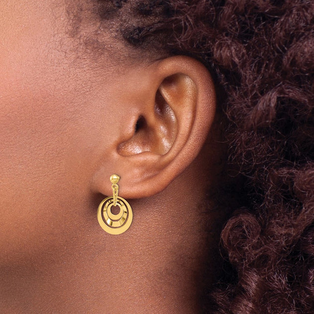 Diamond2Deal Circles Drop Dangle Earrings Gold 4