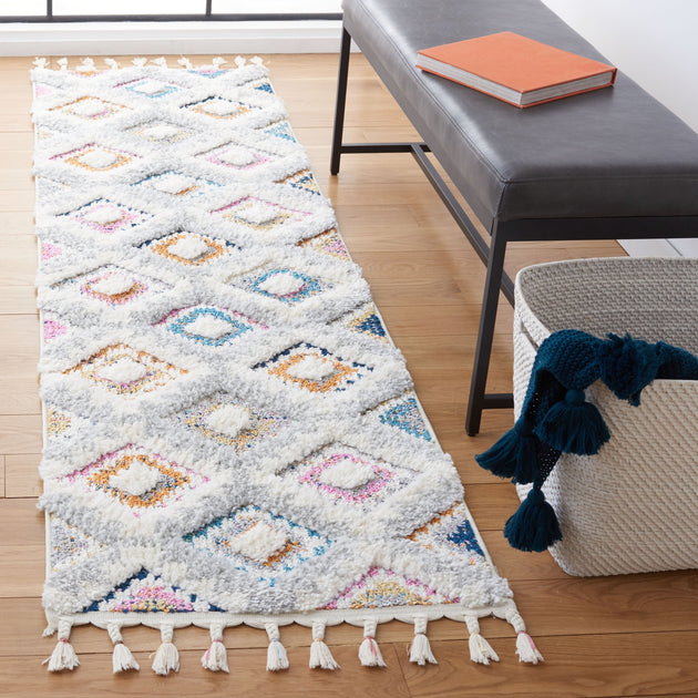 Safavieh Moroccan Fringe Shag Area Rug Grey Ivory 3