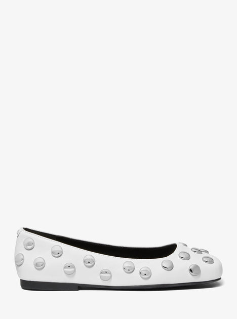 Michael Kors Matilda Studded Leather Ballet Flat White US 10 3