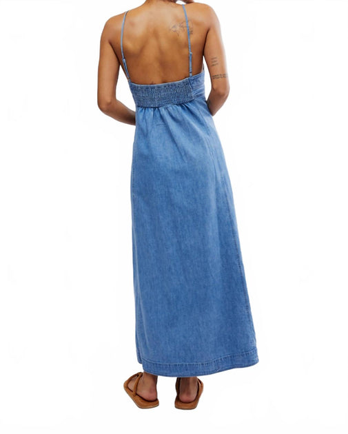 Free People Just Jill Maxi Dress In Denim