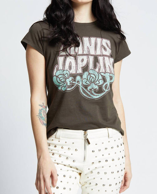 Recycled Karma Janis Joplin Baby Tee Black Small 2