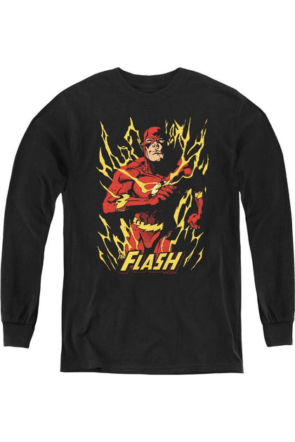 Gildan Justice League Flash Long Sleeve T-Shirt Black XL 2