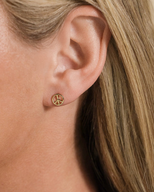 Sterling Forever Peace Sign Studs Silver 3