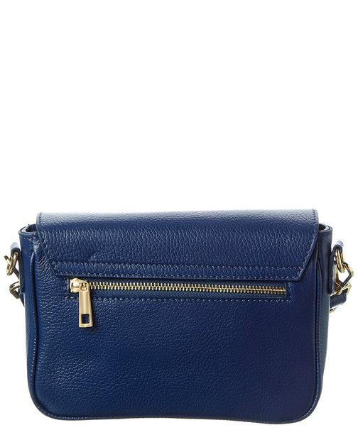 Italian Leather Crossbody Blue Medium 3