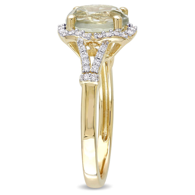 Mimi & Max 2 Bague Fleurie Halo 14k Or Jaune Vert Taille 5-6 3