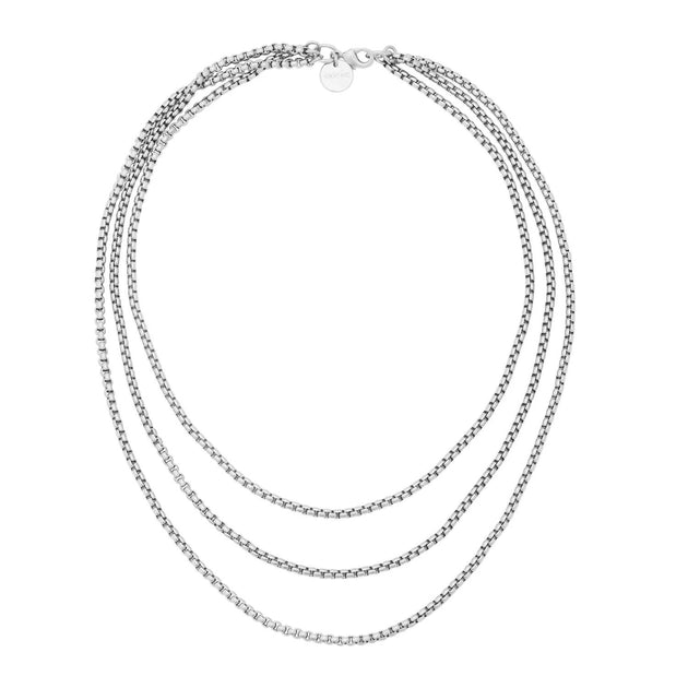 eklexic Luciana Triple Layer Box Chain Necklace Silver One Size 2