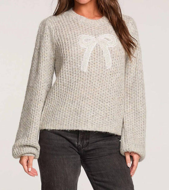 Saltwater Luxe Margow Knit Bow Sweater Beige Large 2