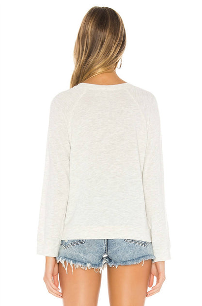 Monrow Vintage Raglan Faded Stars Tee Top Blanc Large 4