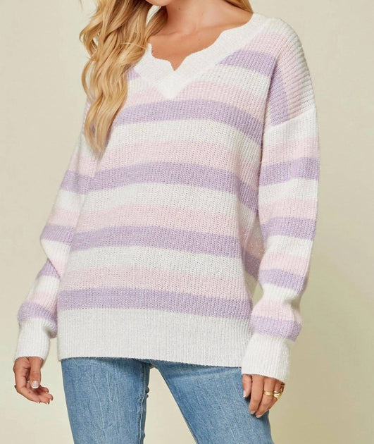 Andree by Unit All Over Striped Pull Violet 2X 3