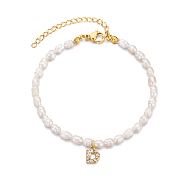 Adornia Letter Pearl Bracelet Silver 2