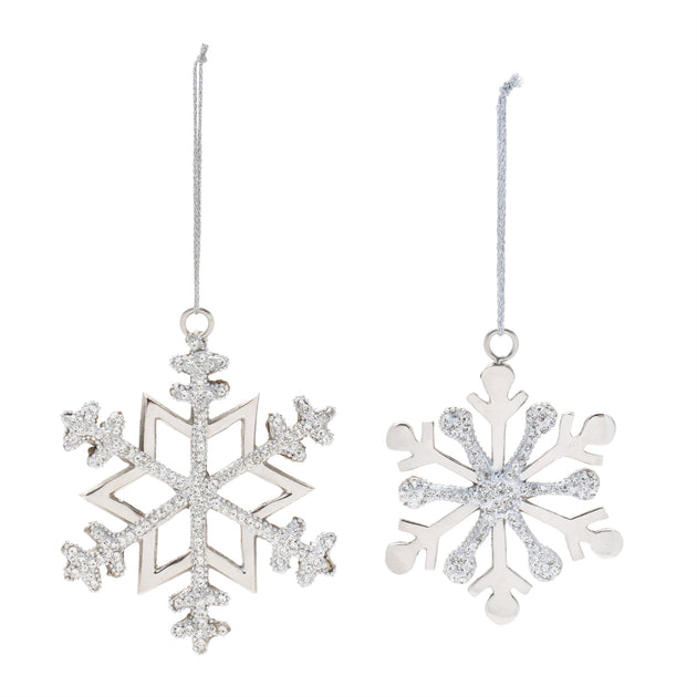 Hivvago Jeweled Metal Snowflake Ornament Silver 4