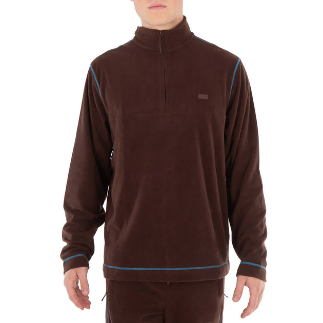 Rains Frame Addis Fleece Chemise Mi-Zip Marron Small 2