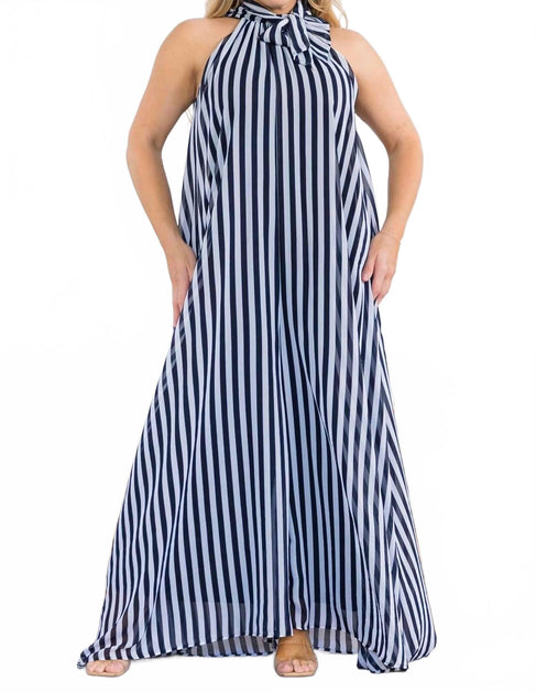 Karen Kane Sleeveless Halter Striped Jumpsuit Black Medium 2