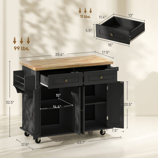 Hivvago Kitchen Cart Brown Oak 7