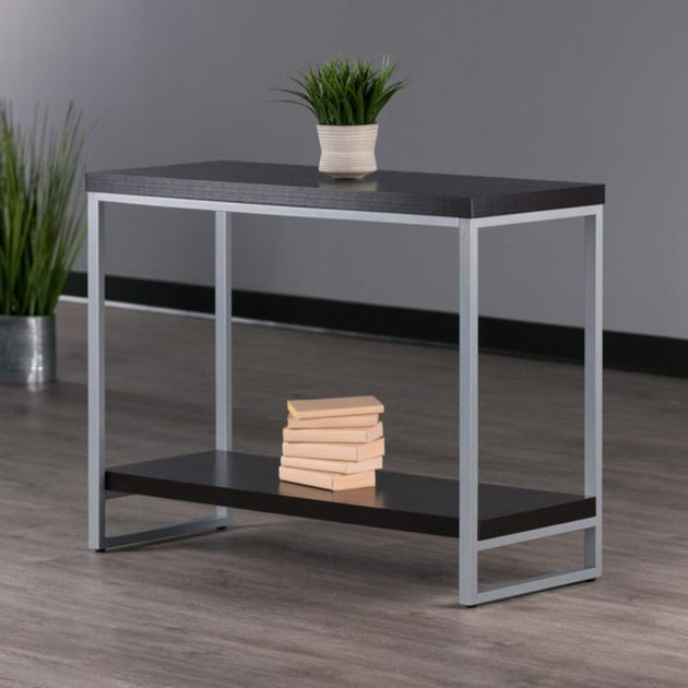 Hivvago Jared Console Table Gray and Espresso 4