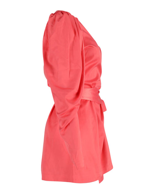 Rotate Birger Christensen Bridget Mini Wrap Dress Pink Large 3