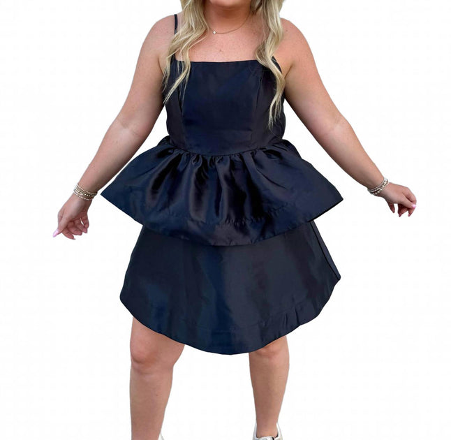 B.right Karli Tiered Ruffle Bubble Mini Dress Black Small 3