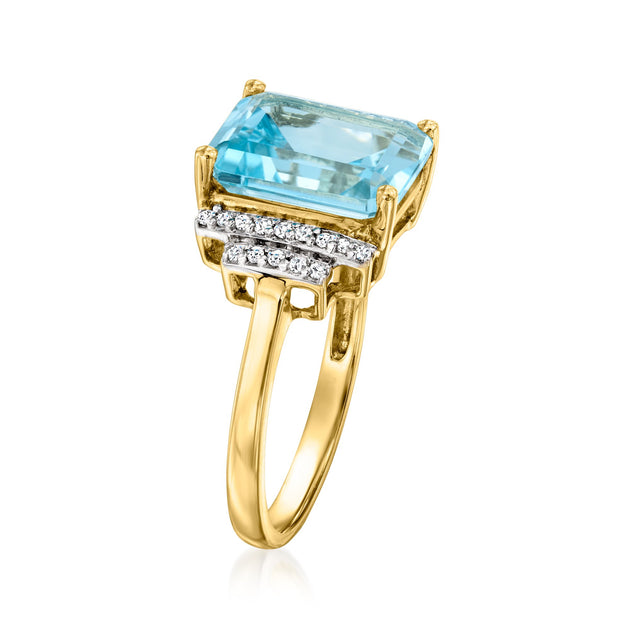 Ross-Simons Topaz Diamond Ring Blue US 8 5