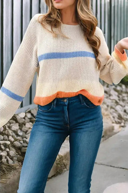 Daisy Tech Open Knit Drop Shoulder Sweater Beige XXL 3