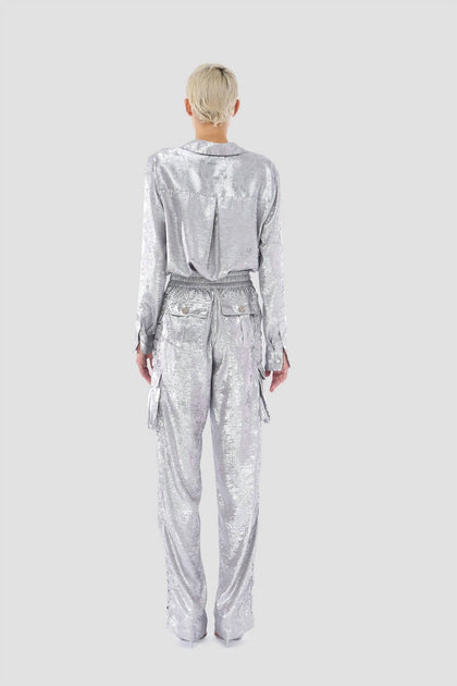 Le Superbe Glistening Boyfriend Shirt Grey US 6 3