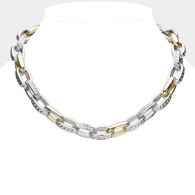 FASHNZFAB Chunky Chain Necklace Silver 17in 3