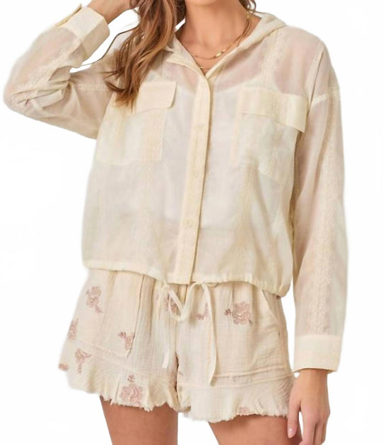 mystree Eyelet Hoodie Jacket Beige Small 2