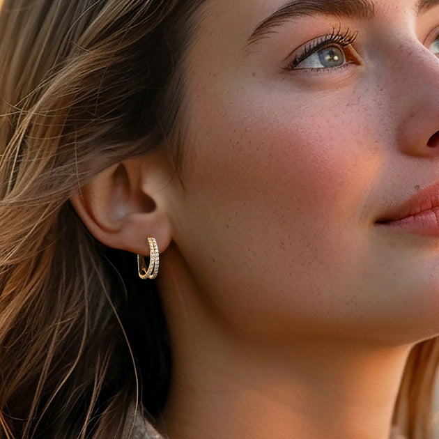 Ross-Simons Lab-Grown Diamond Double-Hoop Earrings Silver 4