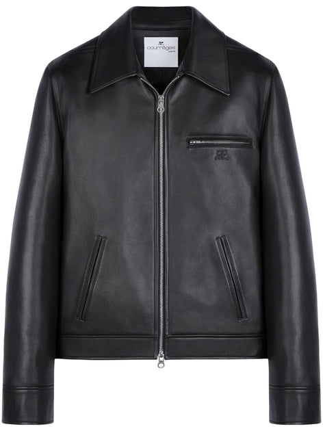 Courrèges Calf Leather Jacket Black EU 54 2