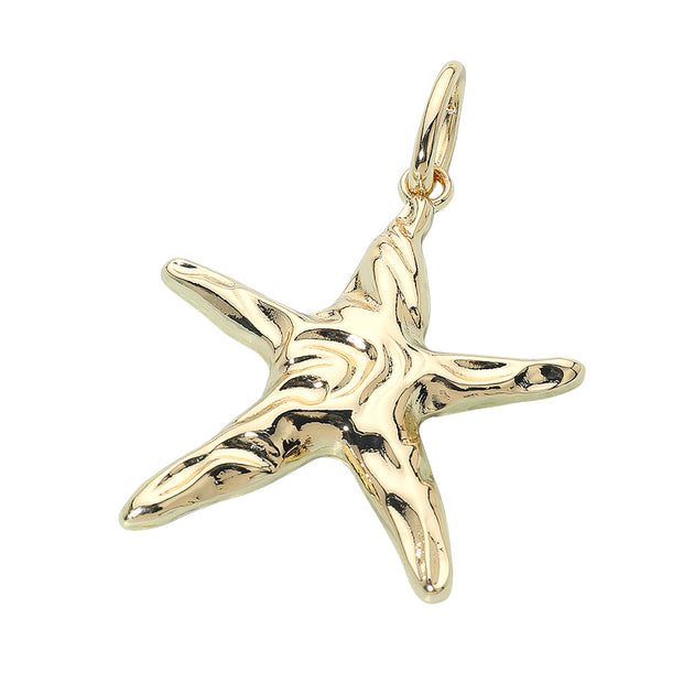 FASHNZFAB Sculpted Metal Starfish Pendant Charm Gold Silver One Size 3