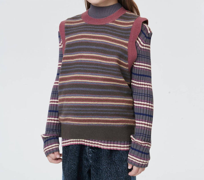JNBY Kids Striped Knitted Vest Grey 4-6 Years 2