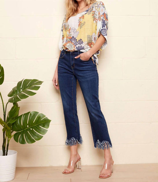 Charlie B Stretch Jeans With Frayed Hem Blue US 18 3