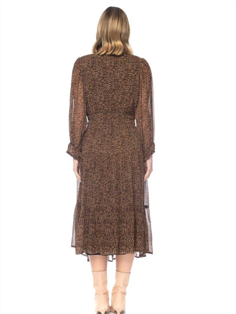 Tolani Arwen Midi Dress Brown Small 3