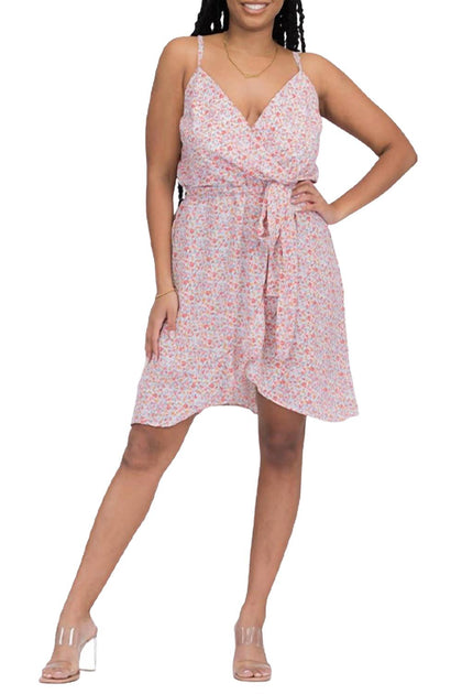 Blue Leopard Surplice Jersey Mini Dress Pink 1X 2