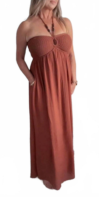 Blu Pepper Halter Maxi Dress Pink S 2