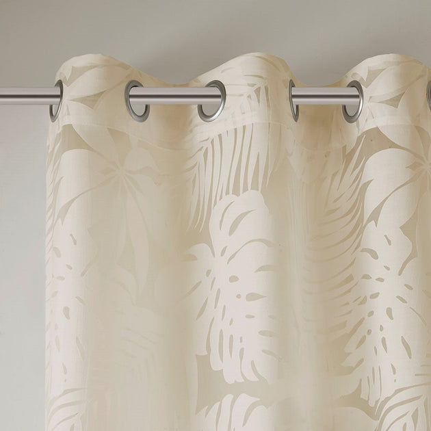 Madison Park Leilani Palm Leaf Sheer Curtain Panel Natural 127x213cm 4