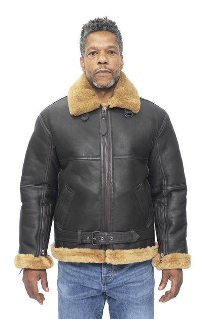Infinity Mens RAF Sheepskin Leather Aviator Jacket Colchester Black XXL 4
