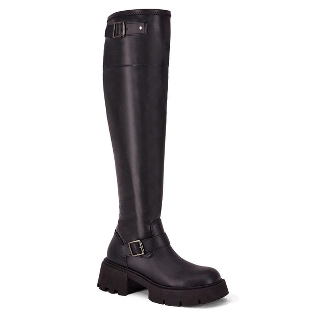 Andrea Women's Knee High Combat Boots Black US 6 3