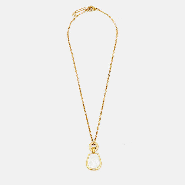 Aigner Pendant Necklace Gold Tone 3