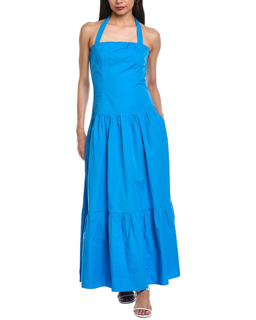 Garrie B Halter Maxi Dress Blue Small 2