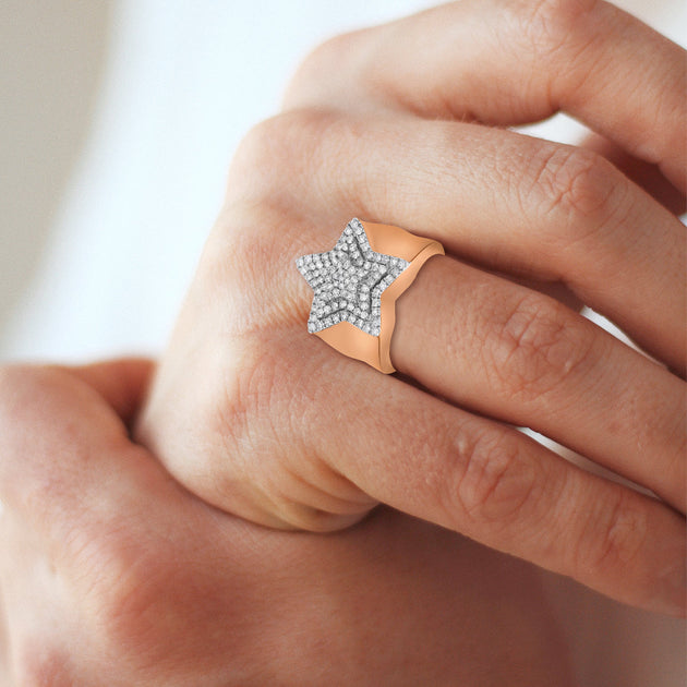 LuvMyJewelry SuperStar Statement Ring Rose Gold US 9.5 4