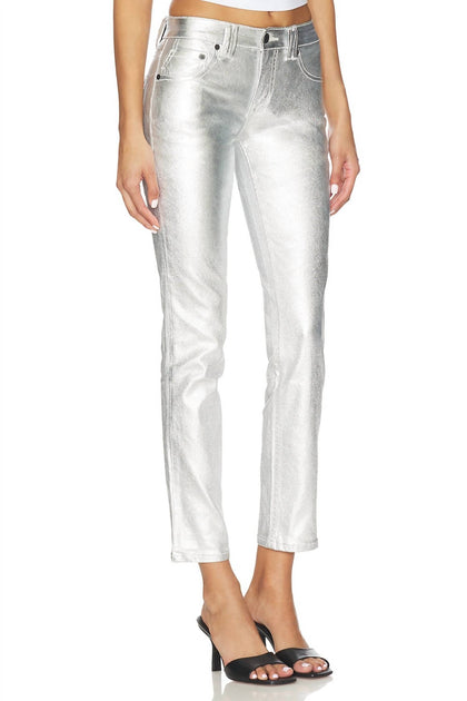 Free People Oracle Metallic Slim Straight Jeans Multi 26 3