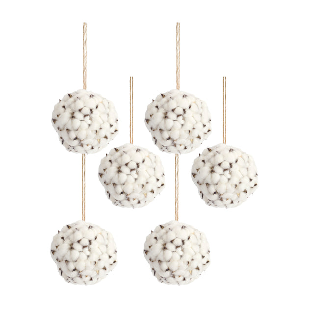 Melrose International Baumwollkugel mit Fadenaufhänger (6er-Set) - Weiß, Braun 3