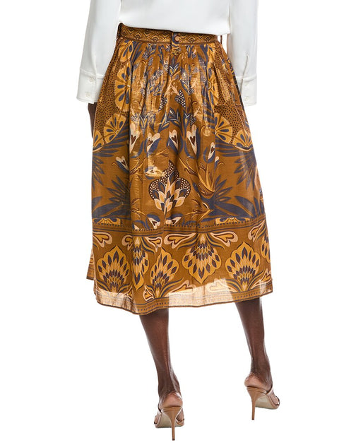 FARM Rio Heart Forest Gold Midi Skirt Brown XLarge 3
