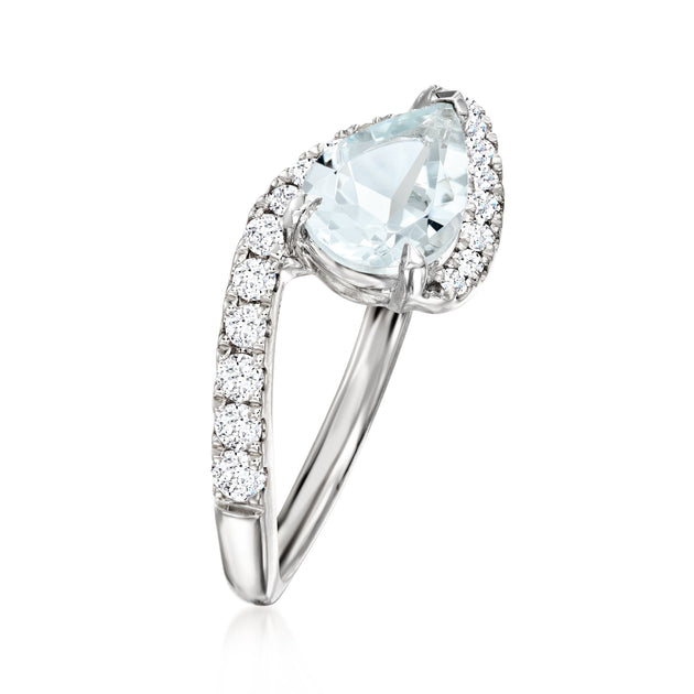 Ross-Simons Aquamarine Lab-Grown Diamond Ring Blue US 8 4